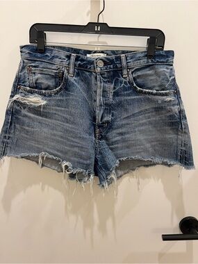 Moussy Distressed Blue Denim Jean Shorts